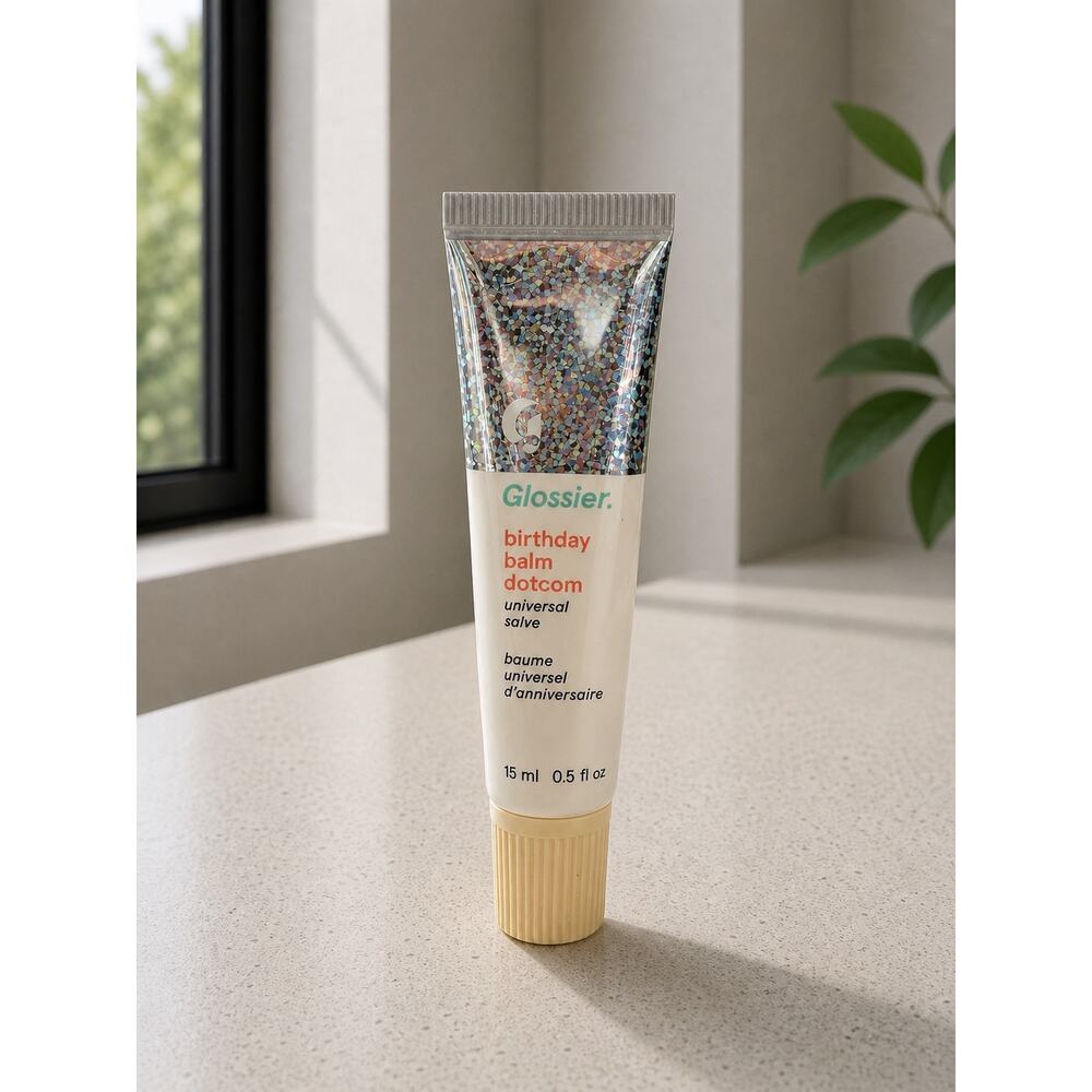 New Glossier Birthday Balm Dotcom Universal Salve Lip Balm Glitter 0.5oz